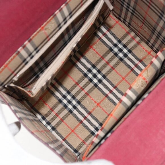 BURBERRY Hand Bag Leather Bordeaux Silver Auth - Picture 9 of 16